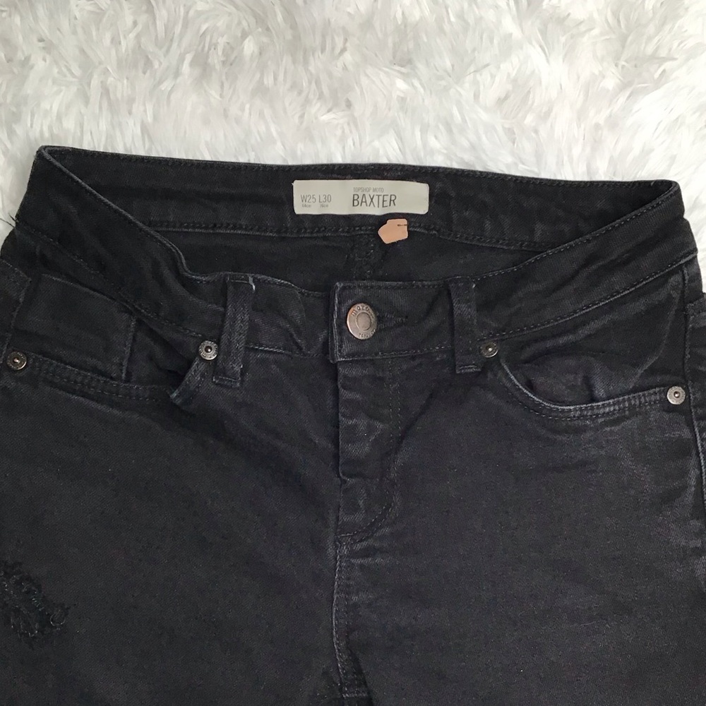 Topshop Black Baxter Moto Jeans
